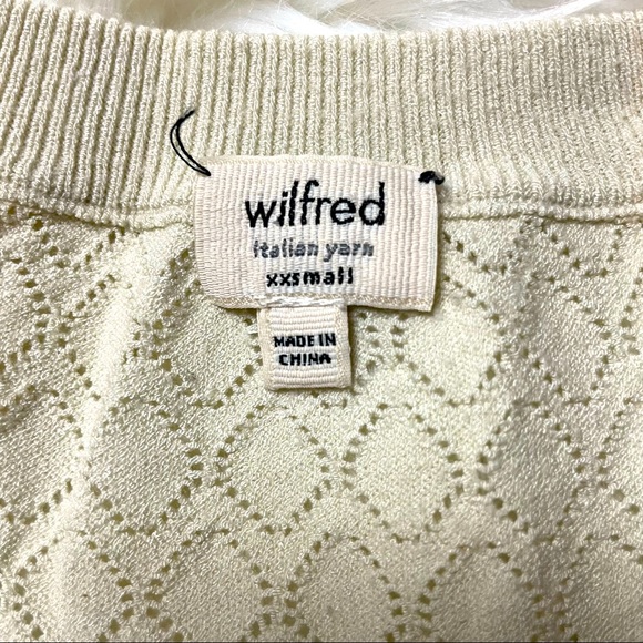 Wilfred Italian Yarn Women’s Ivory Sculpt Knit Stretch Long Sleeve Size XXS EUC - Picture 2 of 5